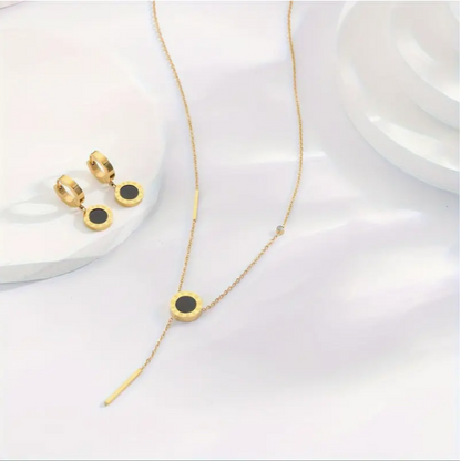 Drop Earrings + Necklace Elegant 21K Gold Jewelry Set