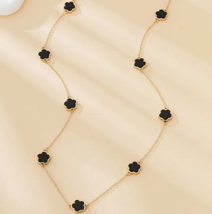 Flower Charm Style Long 21K Gold Pendant Necklace