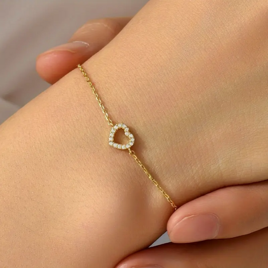 Mini Love Heart 21K Gold Chain Bracelet