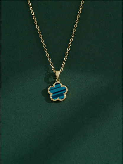 Elegant Five-petal Flower Pendant 21K Gold Necklace