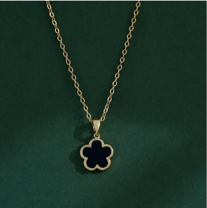 Elegant Five-petal Flower Pendant 21K Gold Necklace