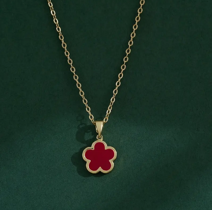 Elegant Five-petal Flower Pendant 21K Gold Necklace