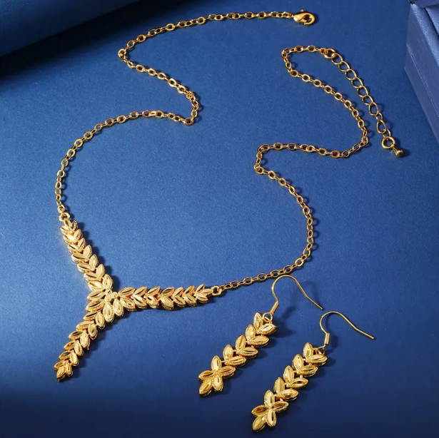 Wheat Spike Jewelry Set With 1 Necklace+1 Pair Of Studs