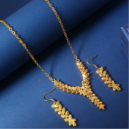 Wheat Spike Jewelry Set With 1 Necklace+1 Pair Of Studs